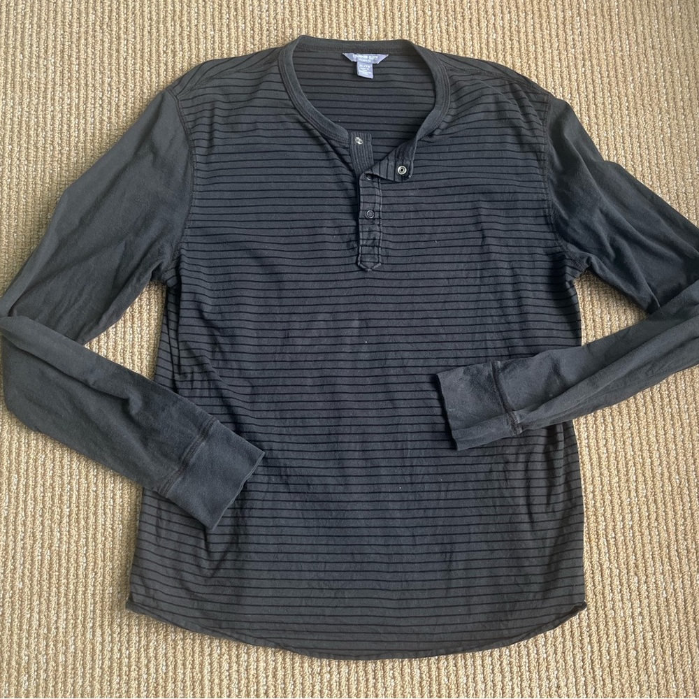 Standard Cloth Washington Street Size XL long Sleeve Striped Grey Black Shirt